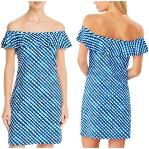 Tommy Bahama Harbour Island Spa Dress small azure blue check gingham NWT